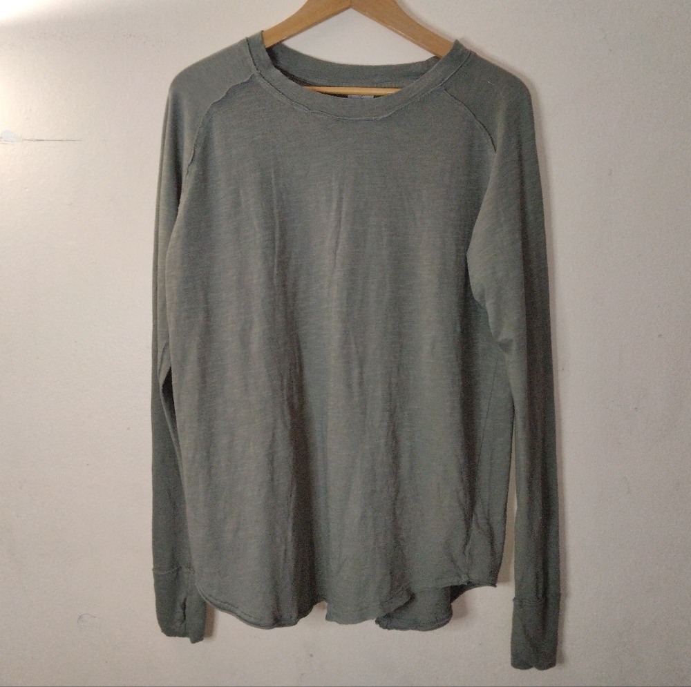 New Free People Arden Tee Long Sleeve Oversize Olive Washed Army Green S… - Picture 4 of 14